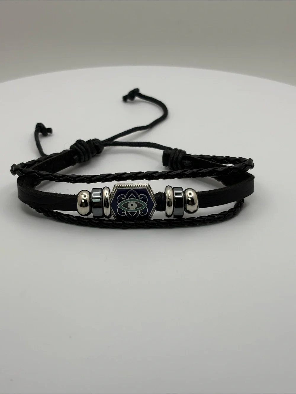 NEW Evil Eye Protection Black Layered Adjustable Bracelet
